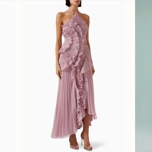 Elegant Pink Pleated Dress